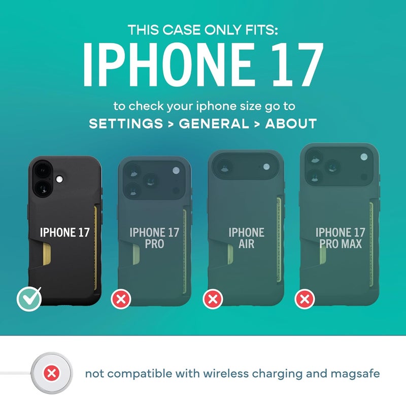 Smartish ® iPhone 17 Wallet Case - Wallet Slayer Vol. 1 [Slim + Protective] Credit Card Holder - Drop Tested Flip Hidden Card Slot Cover for Apple iPhone 17 - Black Tie Affair - Image 5